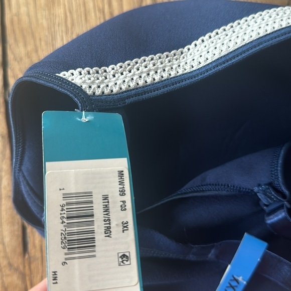 NEW HANES XXXL BLUE WHITE LACE BRA LINED WIREFREE ADJUSTABLE SMOOTHTEC - Picture 6 of 7